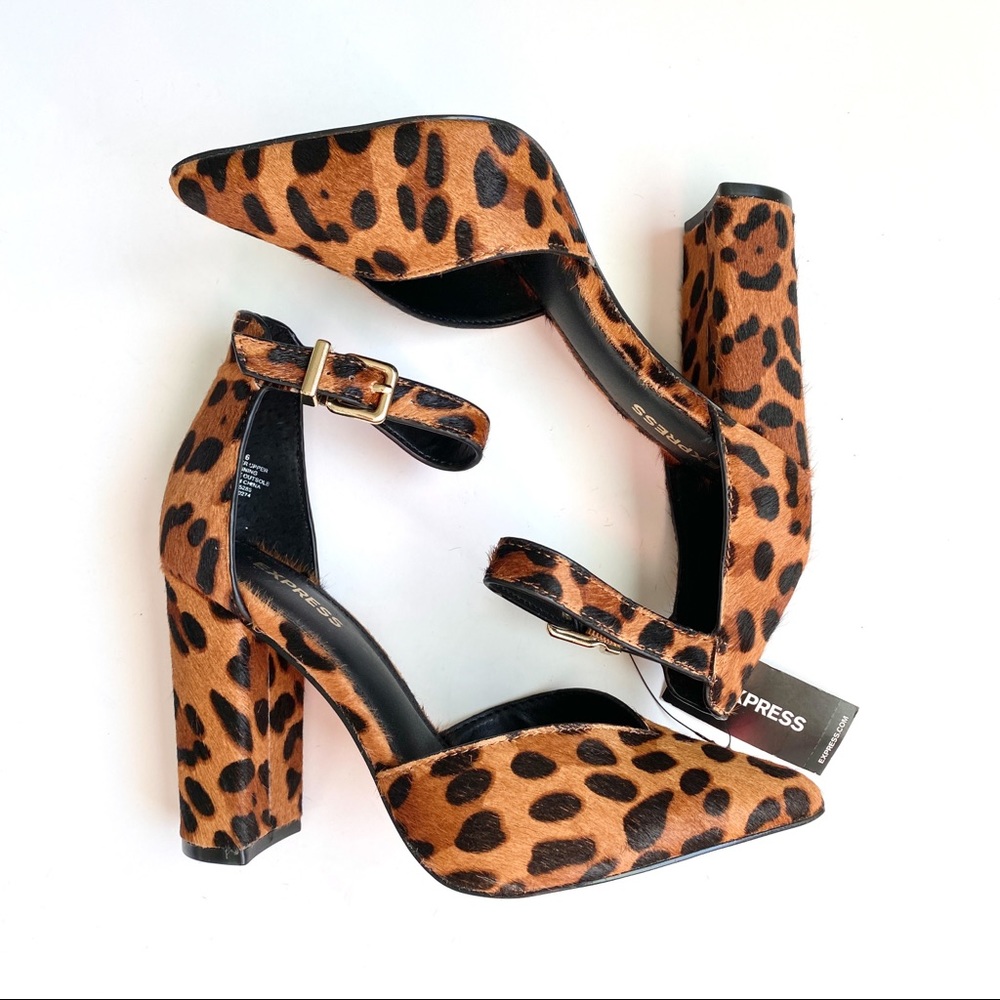 NWT Express Cheetah Ankle Strap Sandals